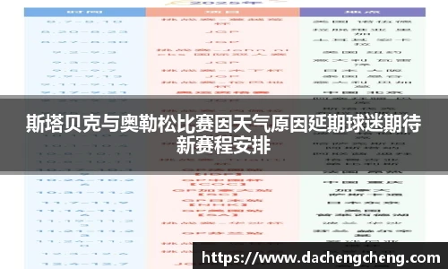 斯塔贝克与奥勒松比赛因天气原因延期球迷期待新赛程安排